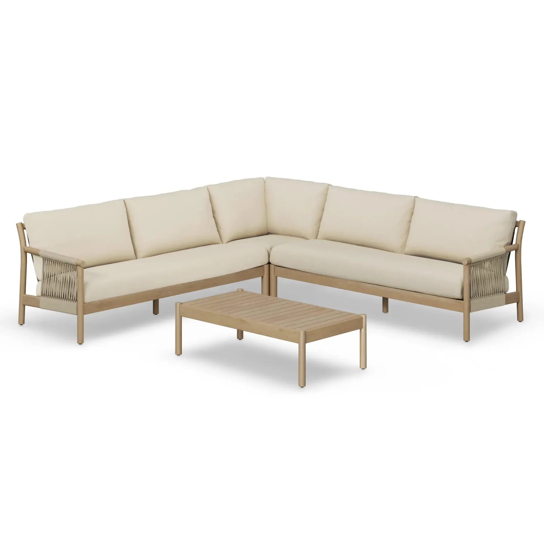 Rosa 110" Outdoor Sectional Set - Dravite Ivory