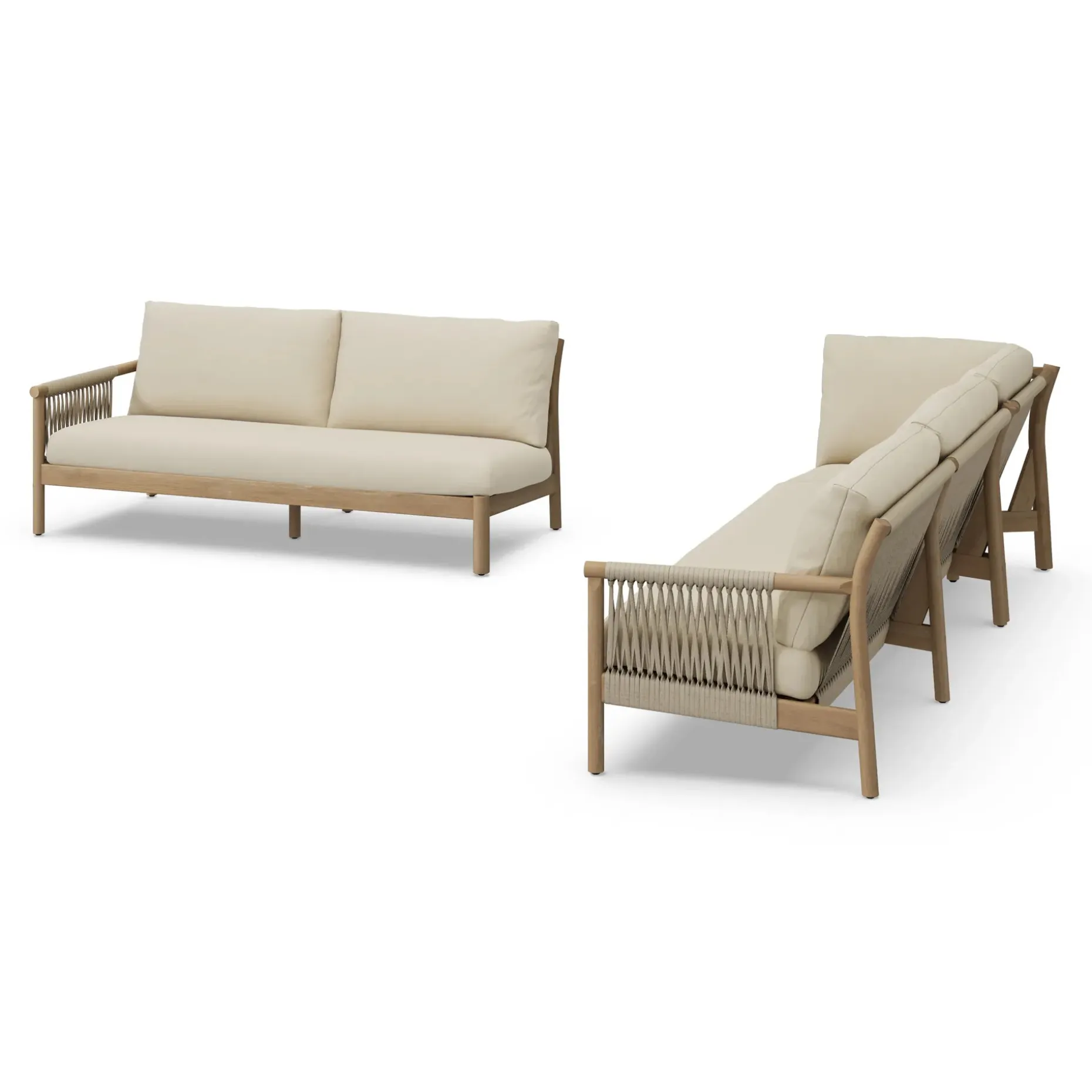 Rosa 110" Outdoor Sectional Set - Dravite Ivory
