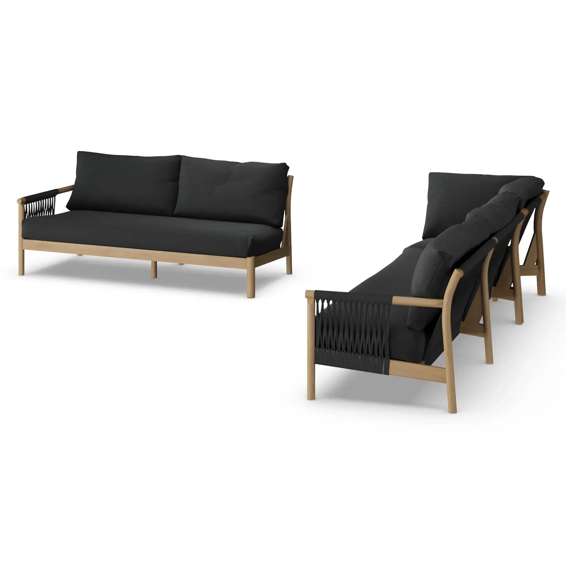 Rosa 110" Outdoor Sectional Set - Dravite Black