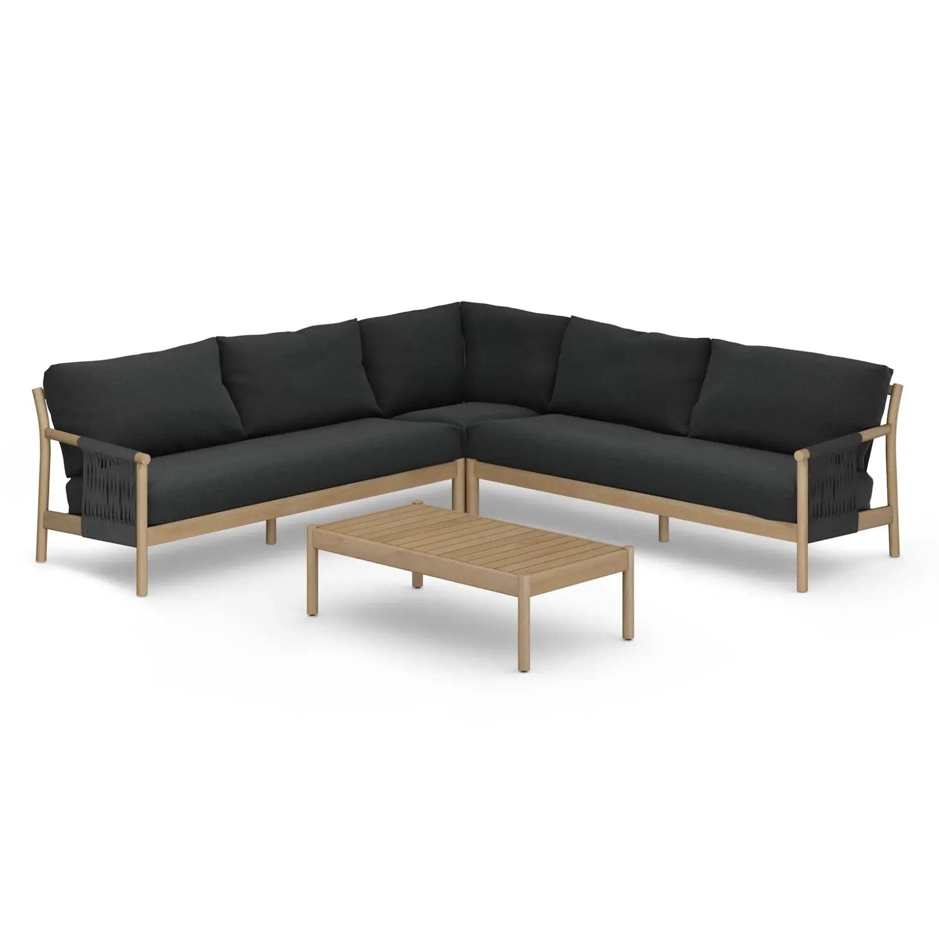 Rosa 110" Outdoor Sectional Set - Dravite Black