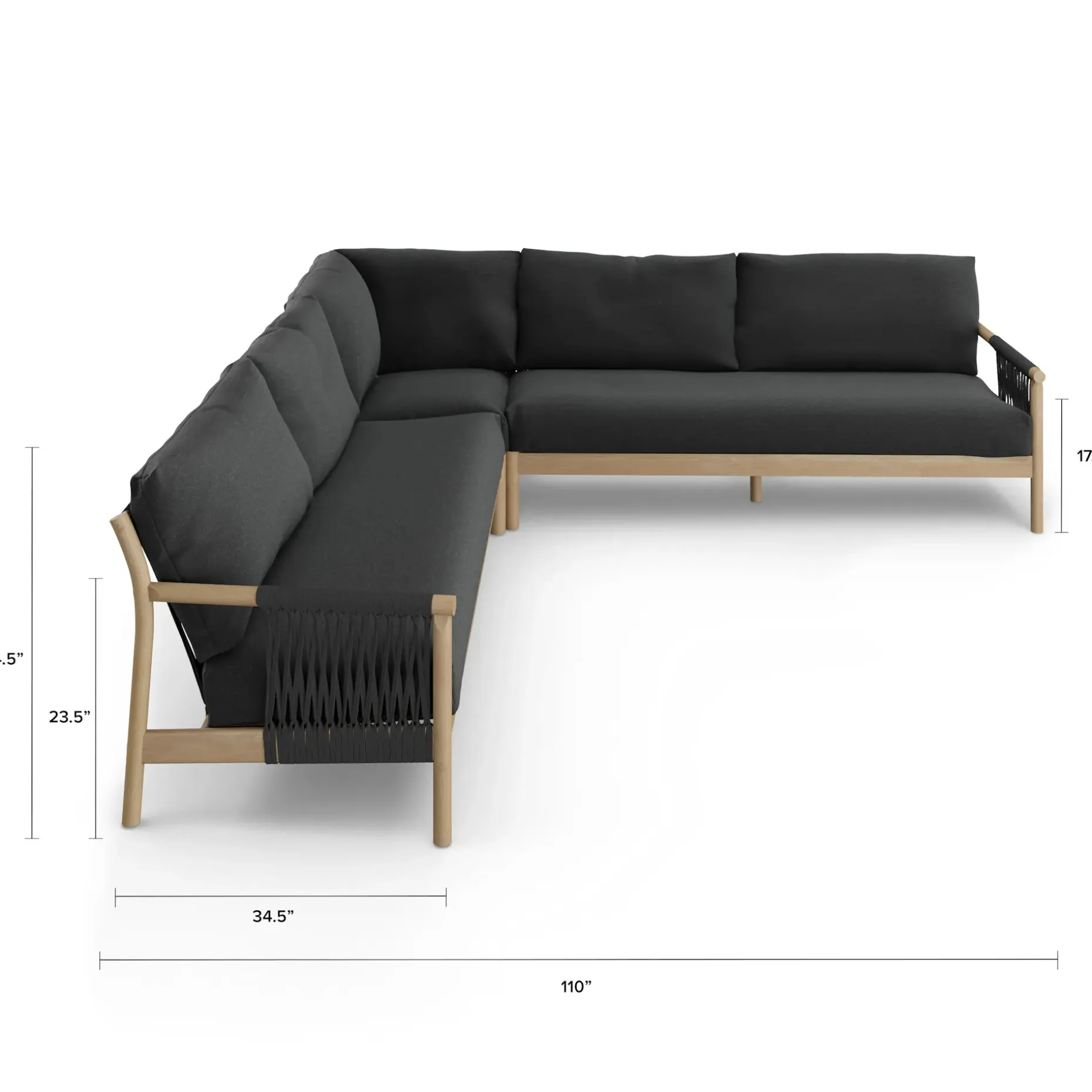 Rosa 110" Outdoor Sectional Set - Dravite Black