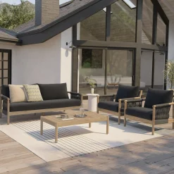 Rosa 80" Outdoor Sofa Lounge Set - Dravite Black