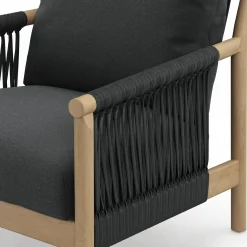 Rosa 80" Outdoor Sofa Lounge Set - Dravite Black