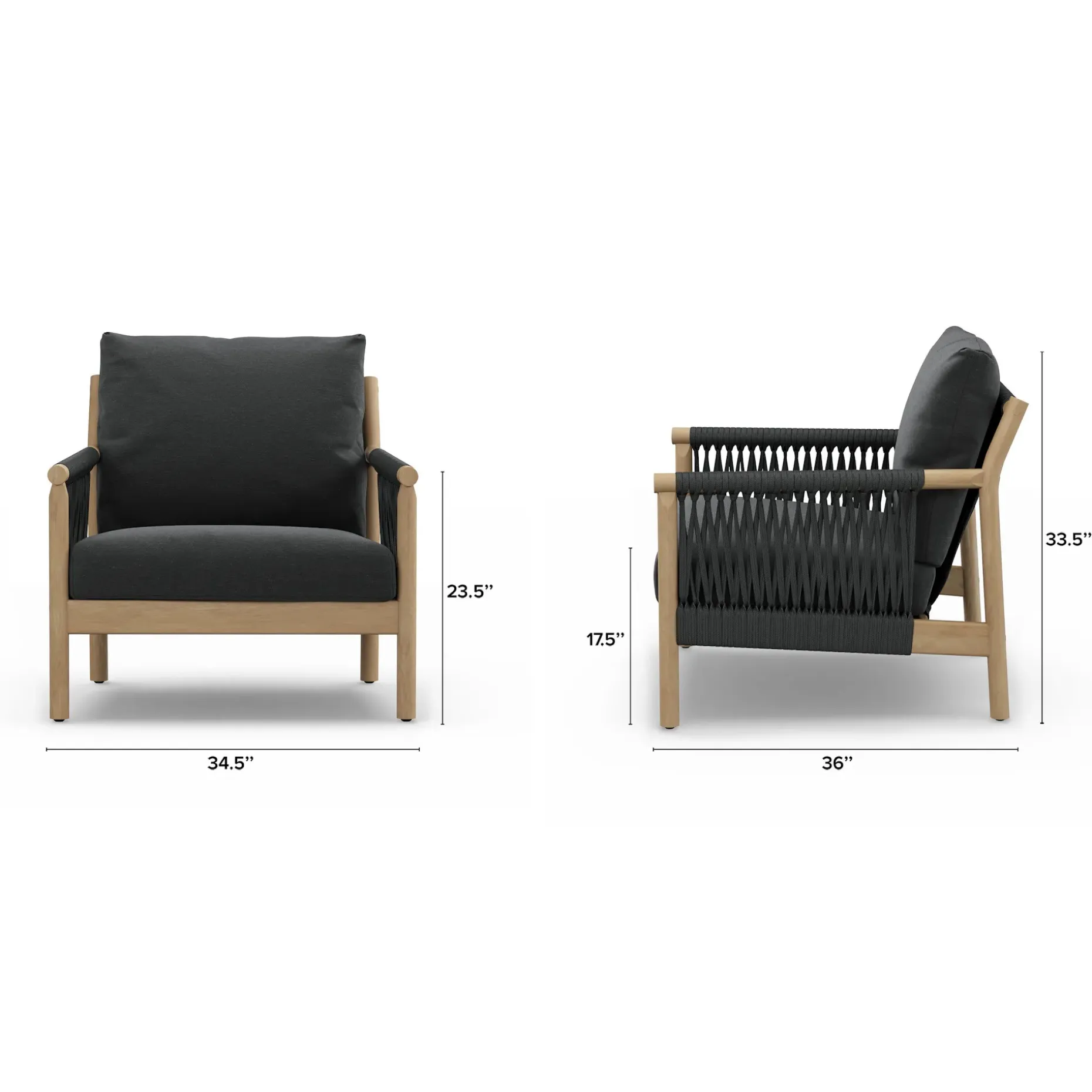 Rosa 80" Outdoor Sofa Lounge Set - Dravite Black