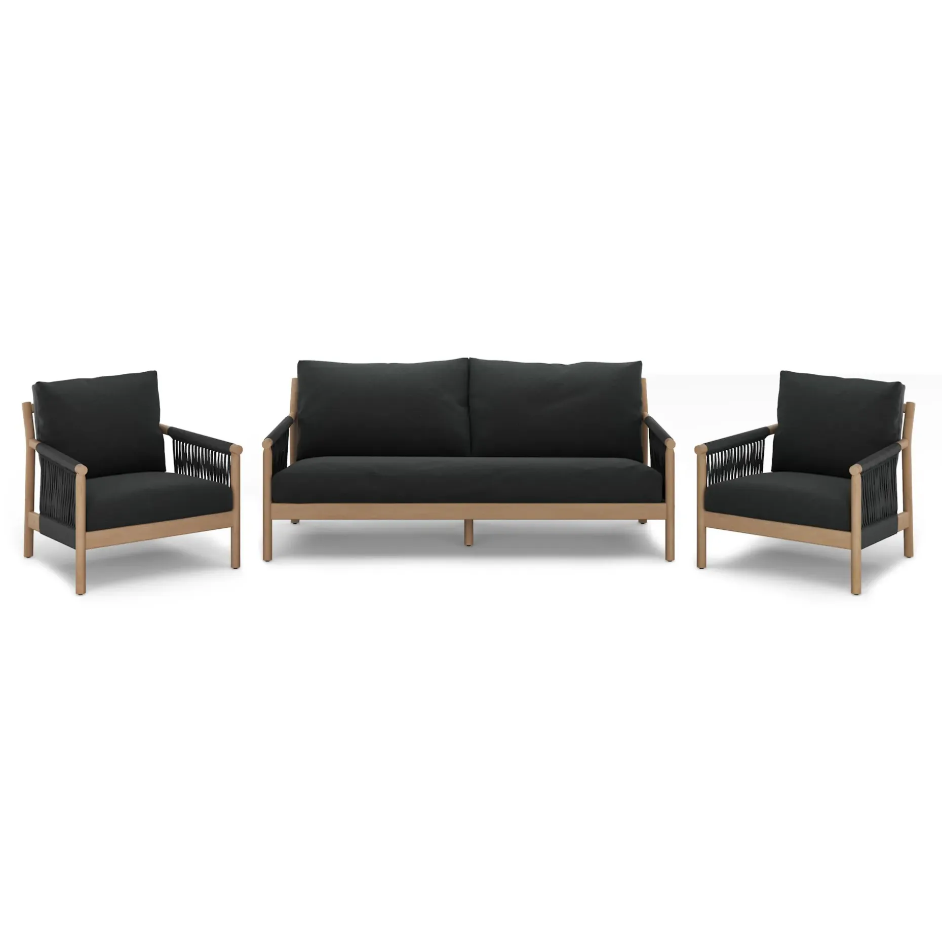 Rosa 80" Outdoor Sofa Lounge Set - Dravite Black