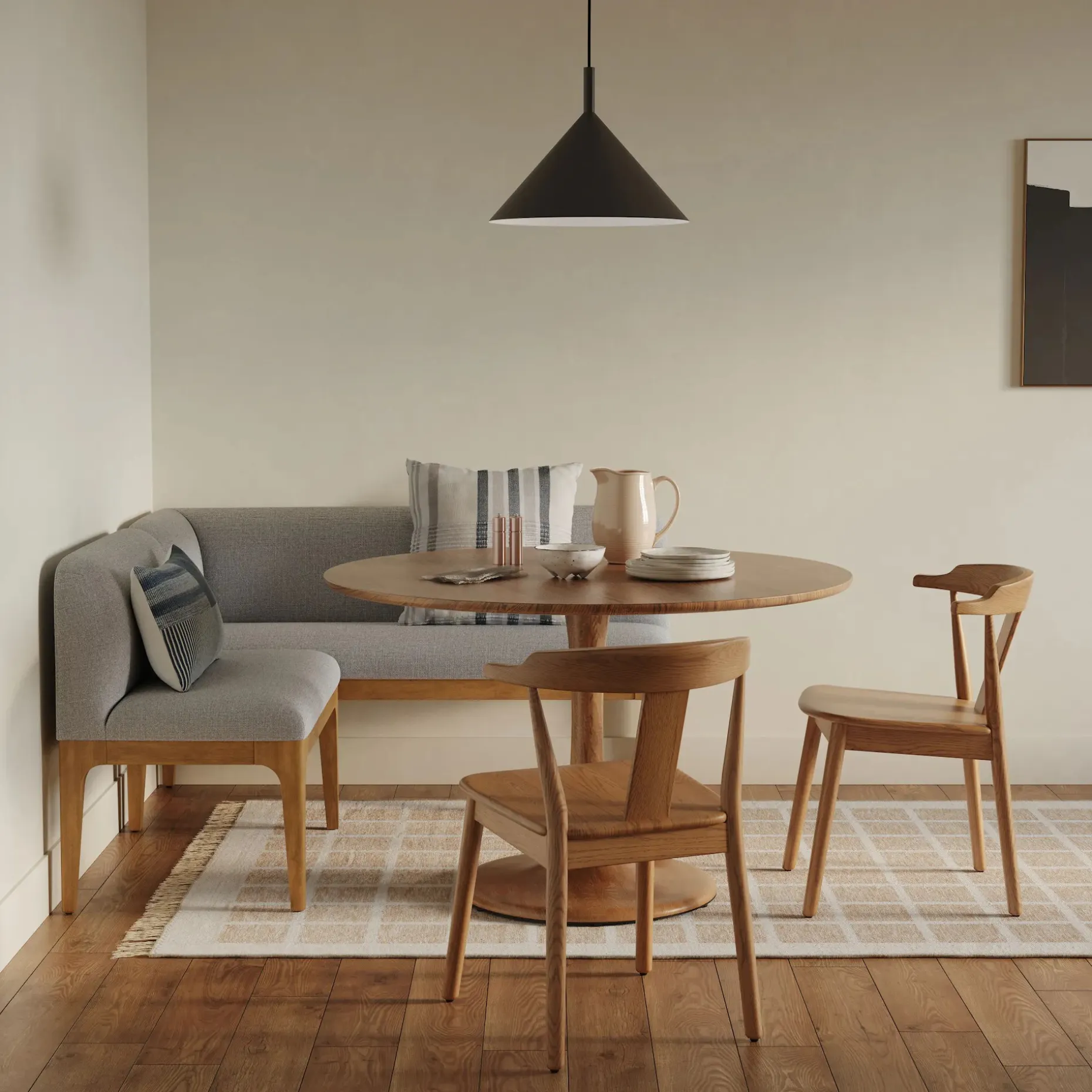 Rosin 34" Armless Banquette - Smoked Oak and Hestia Gray