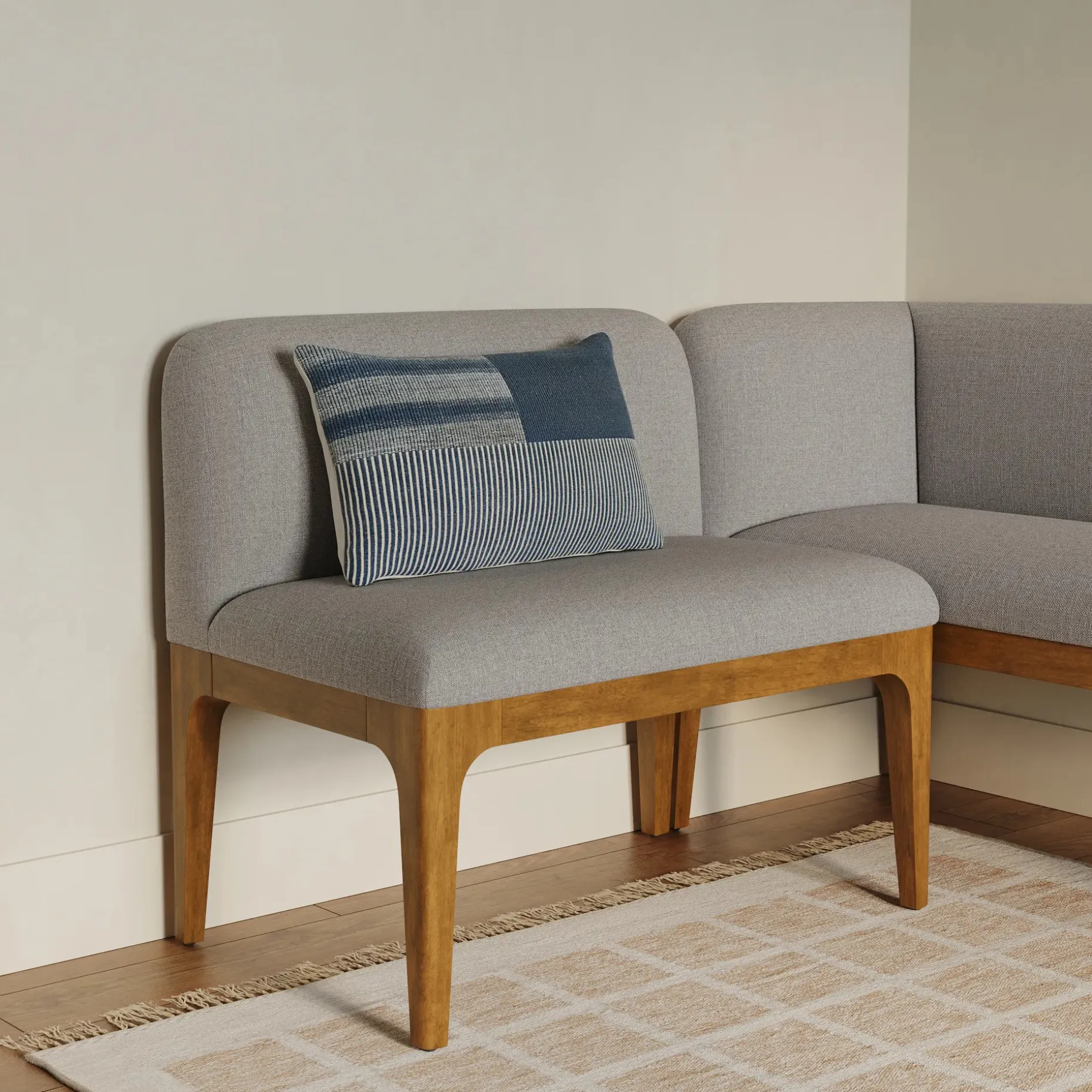 Rosin 34" Armless Banquette - Smoked Oak and Hestia Gray