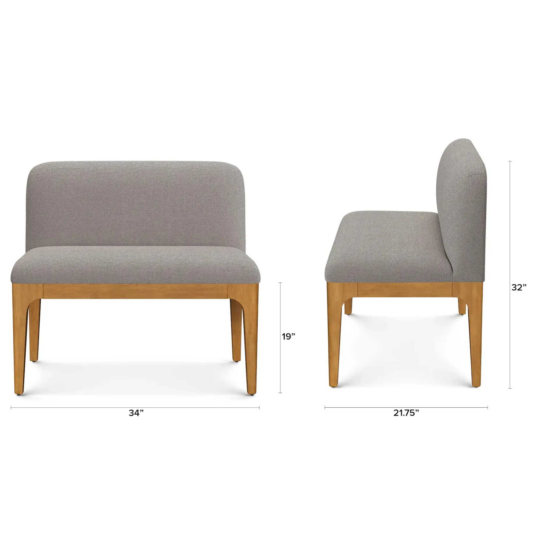 Rosin 34" Armless Banquette - Smoked Oak and Hestia Gray