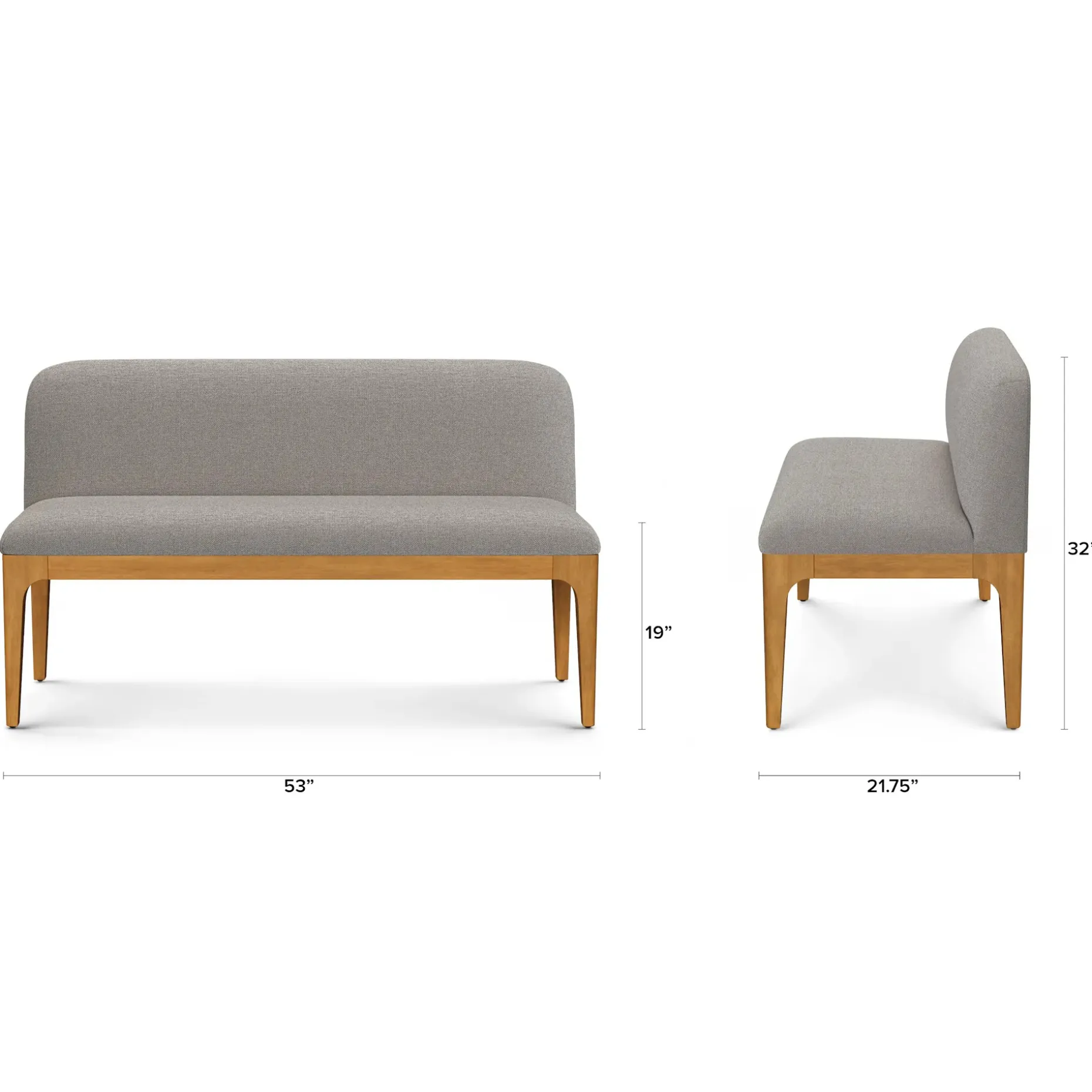 Rosin 53" Armless Banquette - Smoked Oak and Hestia Gray