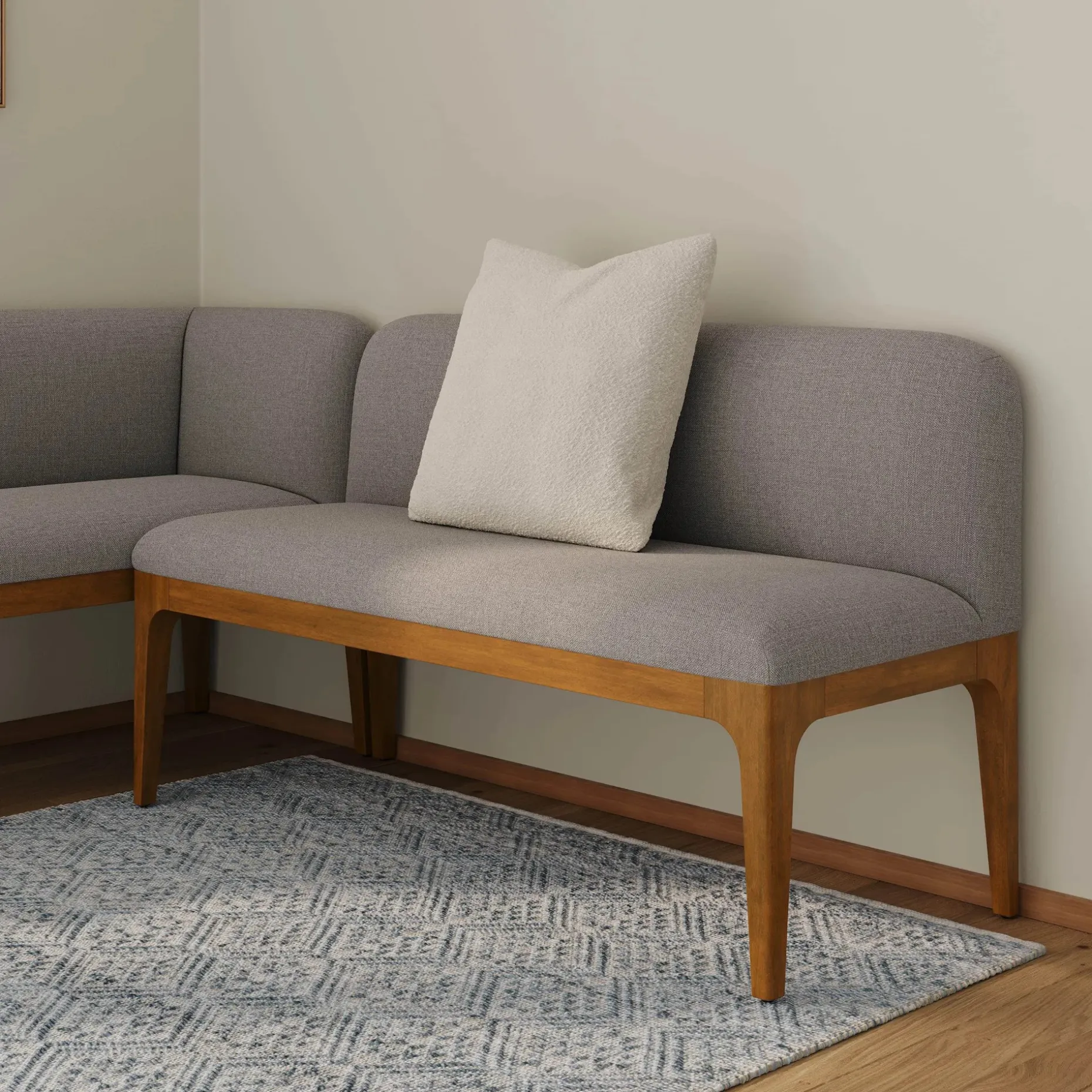 Rosin 53" Armless Banquette - Smoked Oak and Hestia Gray