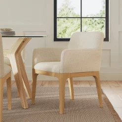 Rosin Dining Armchair - Natural Oak and Sand Ivory