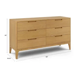 Rosin 6-Drawer Double Dresser - Natural Oak