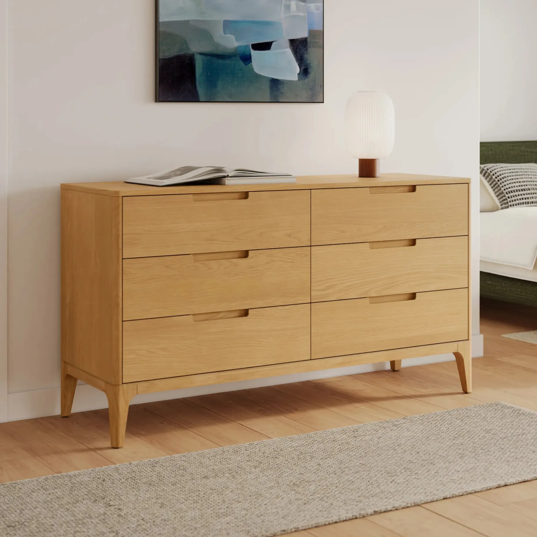 Rosin 6-Drawer Double Dresser - Natural Oak