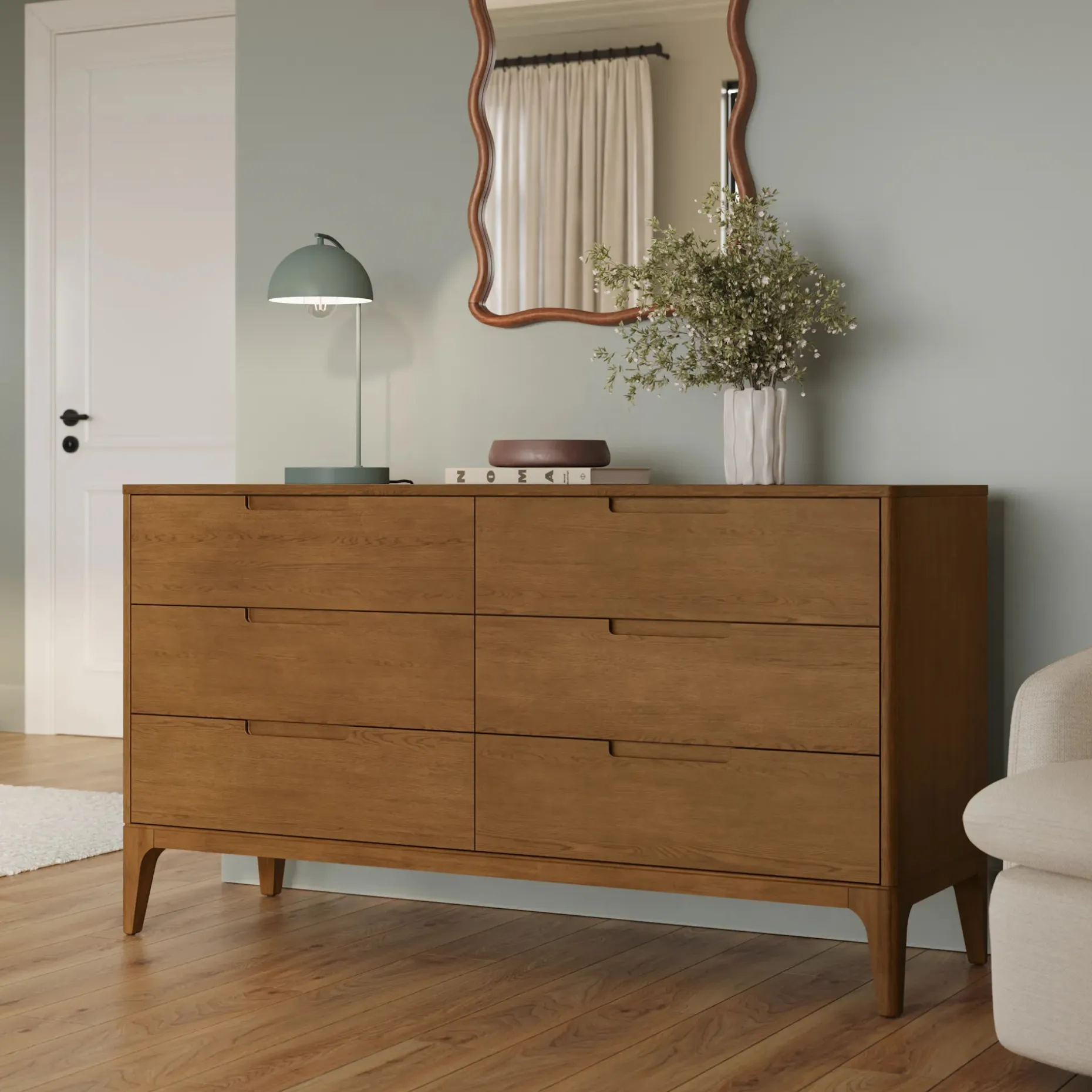 Rosin 6-Drawer Double Dresser - Smoked Oak