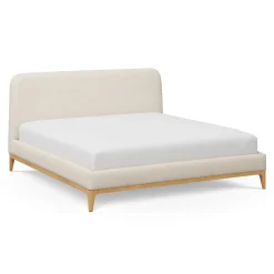 Rosin King Upholstered Bed - Natural Oak and Sand Ivory