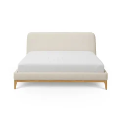 Rosin King Upholstered Bed - Natural Oak and Sand Ivory