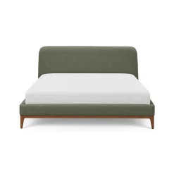 Rosin King Upholstered Bed - Smoked Oak and Welsh Green
