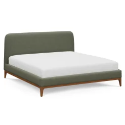 Rosin King Upholstered Bed - Smoked Oak and Welsh Green