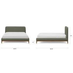 Rosin King Upholstered Bed - Smoked Oak and Welsh Green