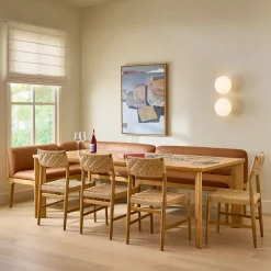 Rosin 53" Leather Armless Banquette - Natural Oak and Lucia Tan