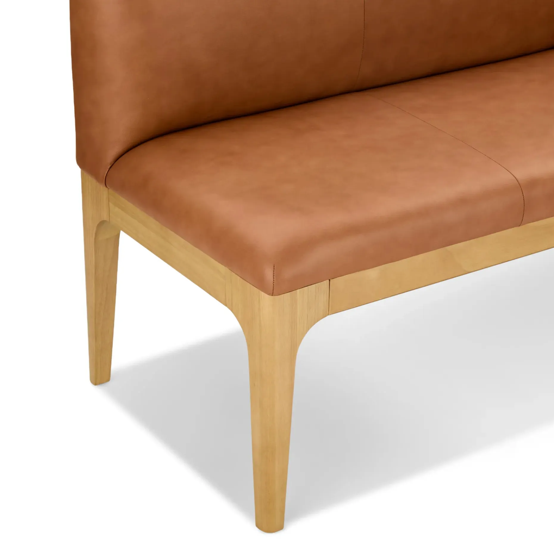 Rosin 53" Leather Armless Banquette - Natural Oak and Lucia Tan