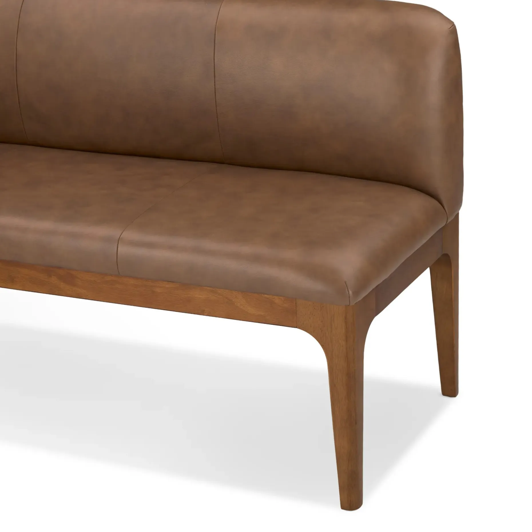 Rosin 53" Leather Armless Banquette - Smoked Oak and Lucia Brown