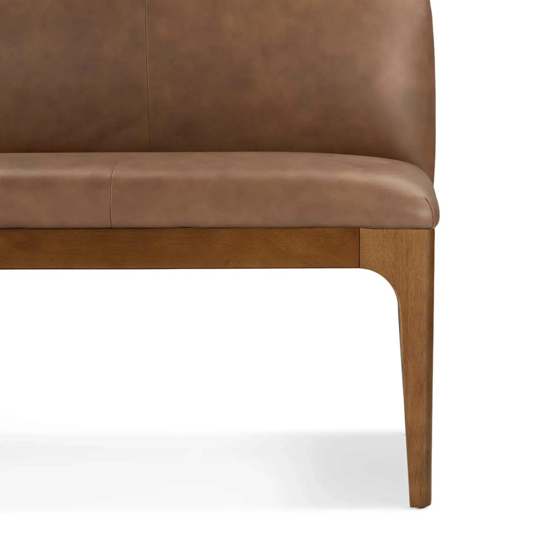 Rosin 53" Leather Armless Banquette - Smoked Oak and Lucia Brown