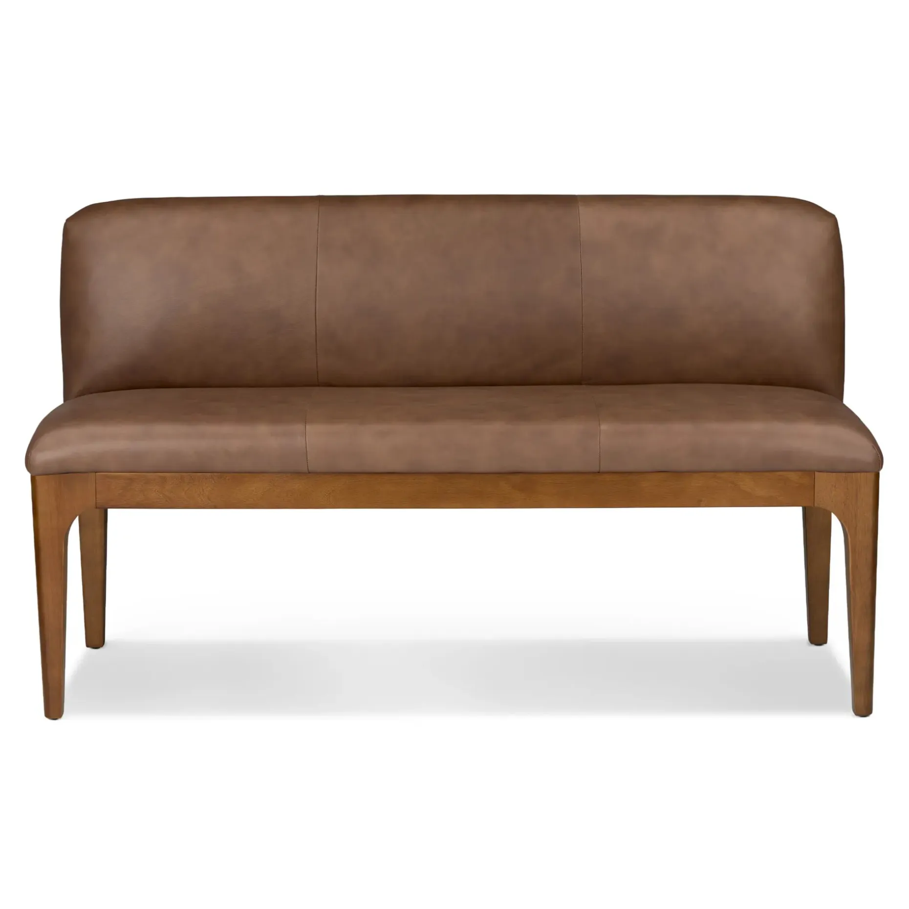 Rosin 53" Leather Armless Banquette - Smoked Oak and Lucia Brown