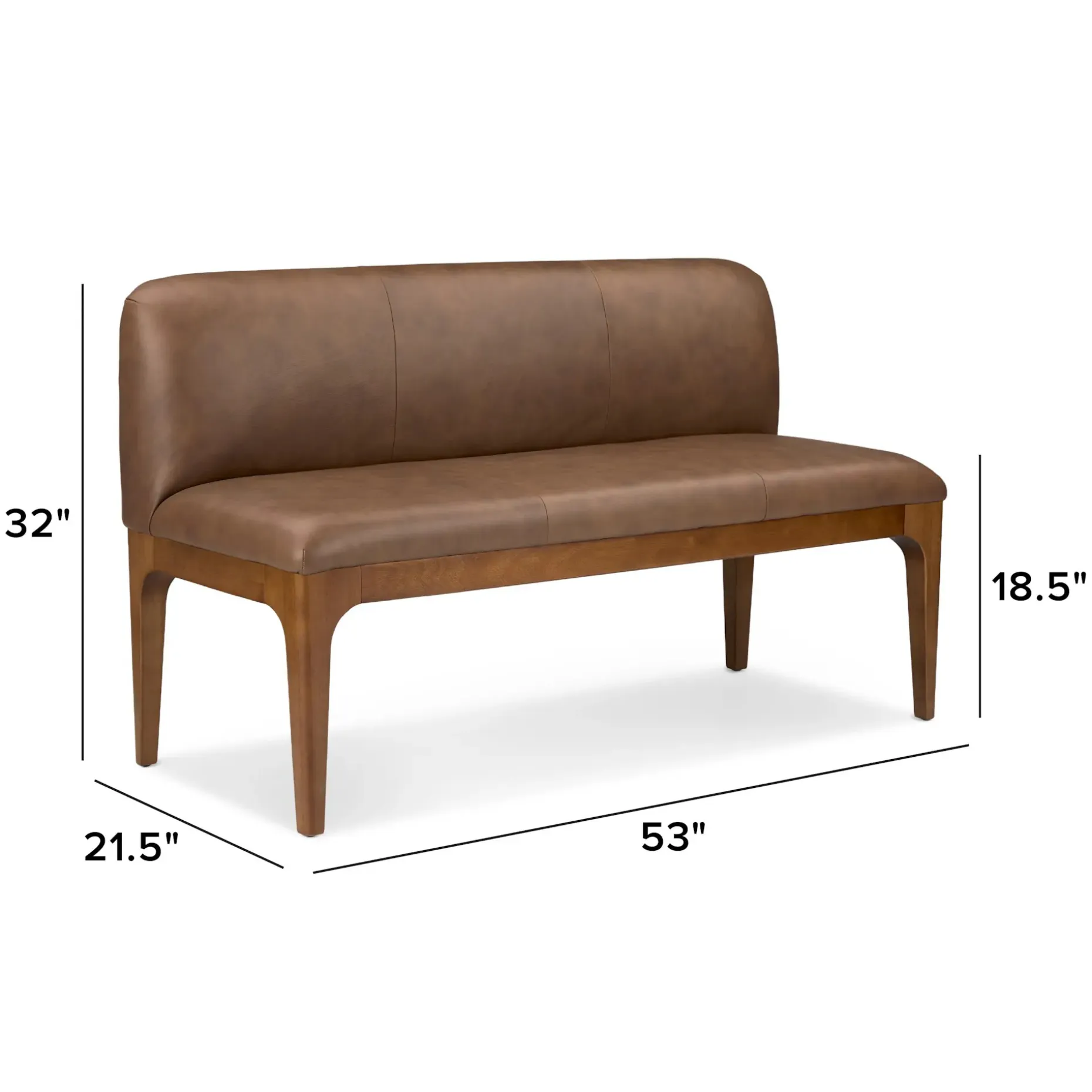 Rosin 53" Leather Armless Banquette - Smoked Oak and Lucia Brown