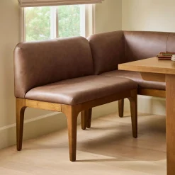 Rosin 34" Leather Armless Banquette - Smoked Oak and Lucia Brown
