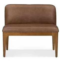 Rosin 34" Leather Armless Banquette - Smoked Oak and Lucia Brown