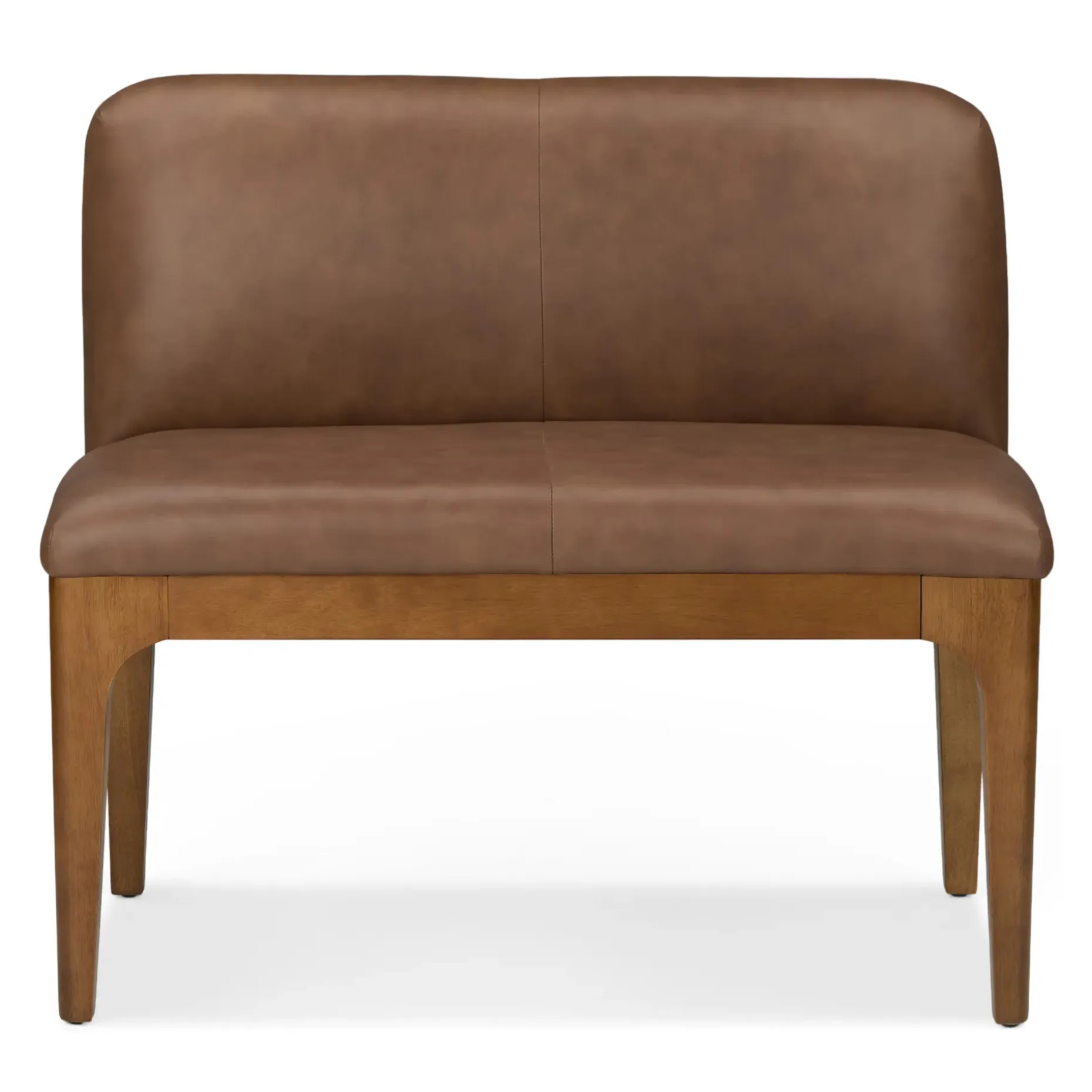 Rosin 34" Leather Armless Banquette - Smoked Oak and Lucia Brown