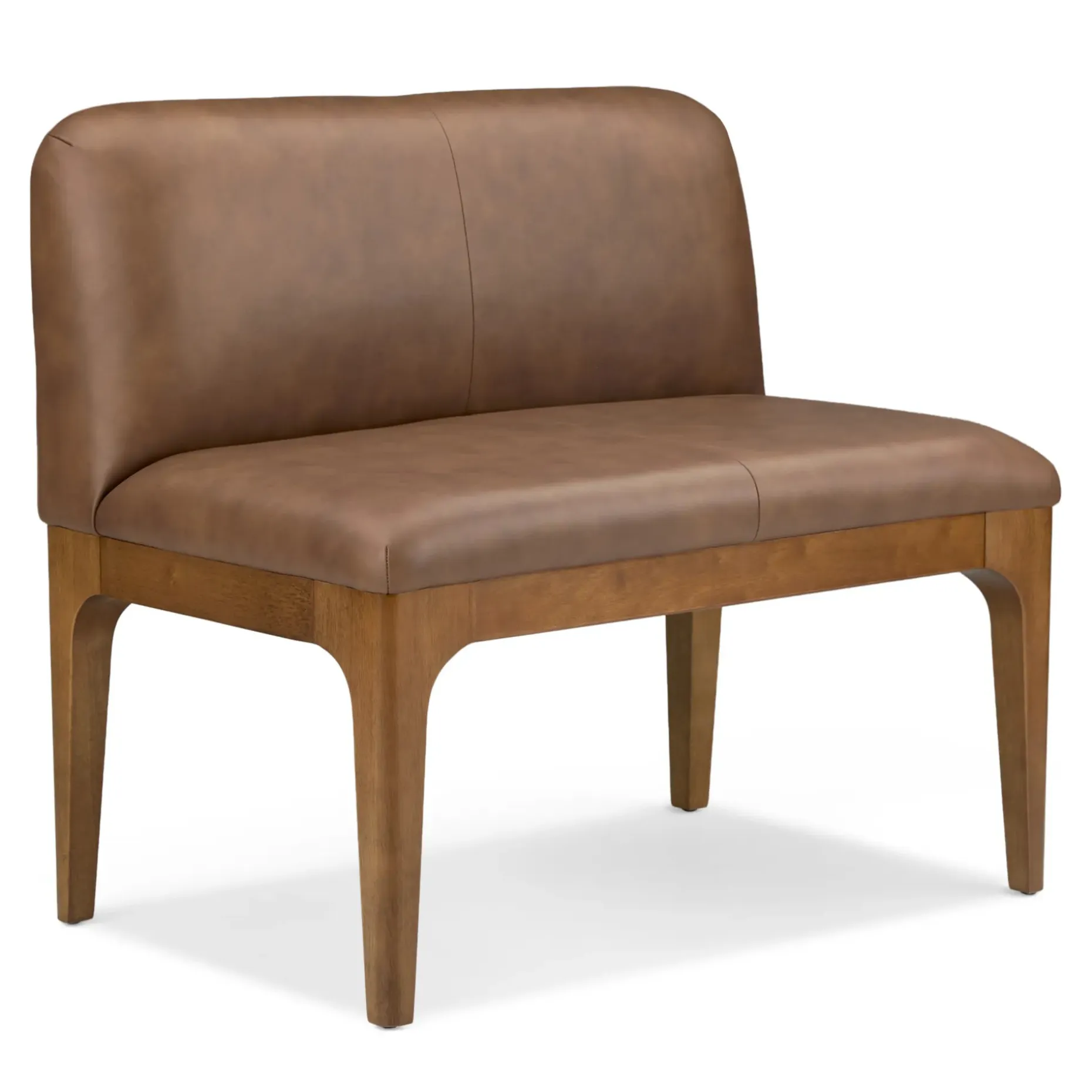 Rosin 34" Leather Armless Banquette - Smoked Oak and Lucia Brown