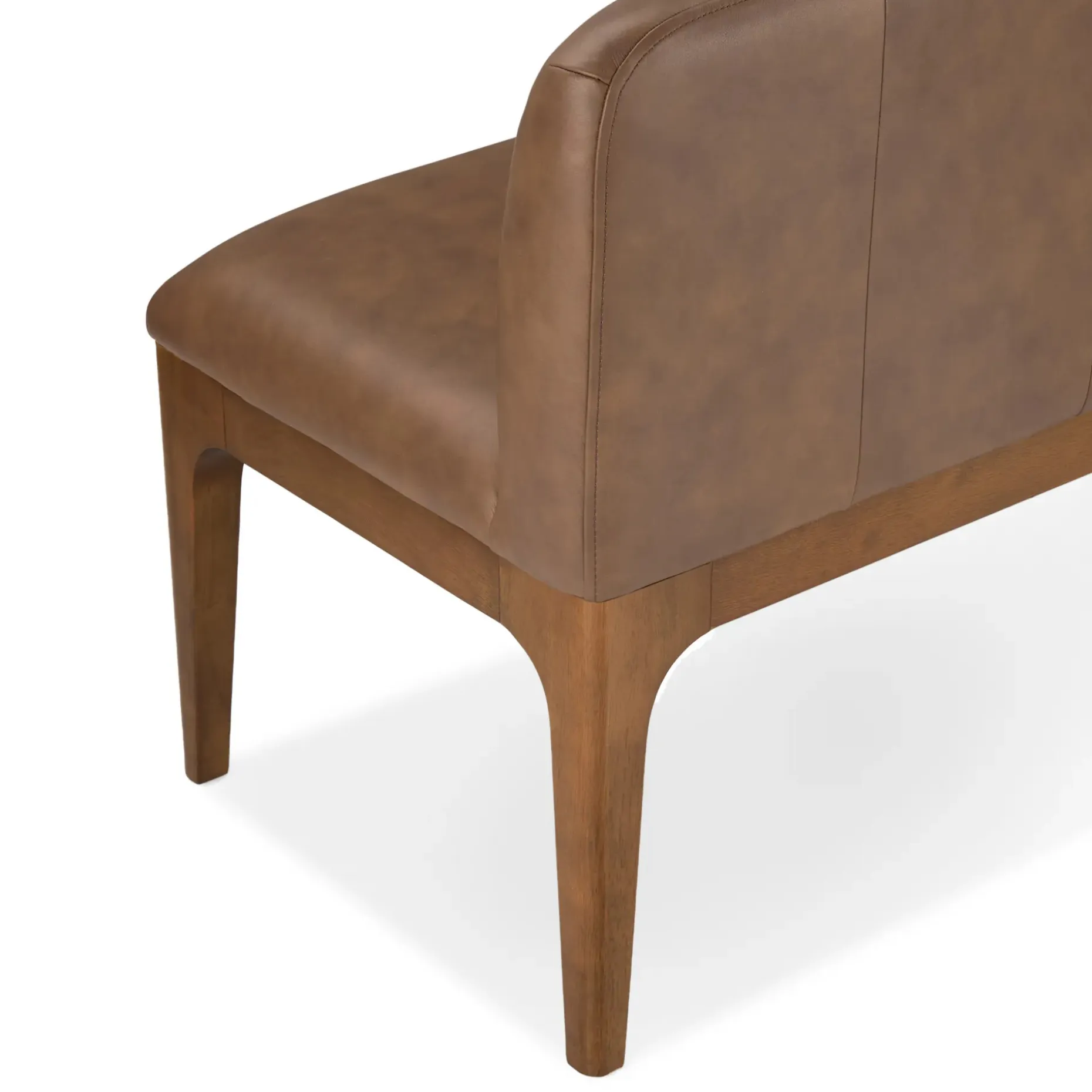 Rosin 34" Leather Armless Banquette - Smoked Oak and Lucia Brown