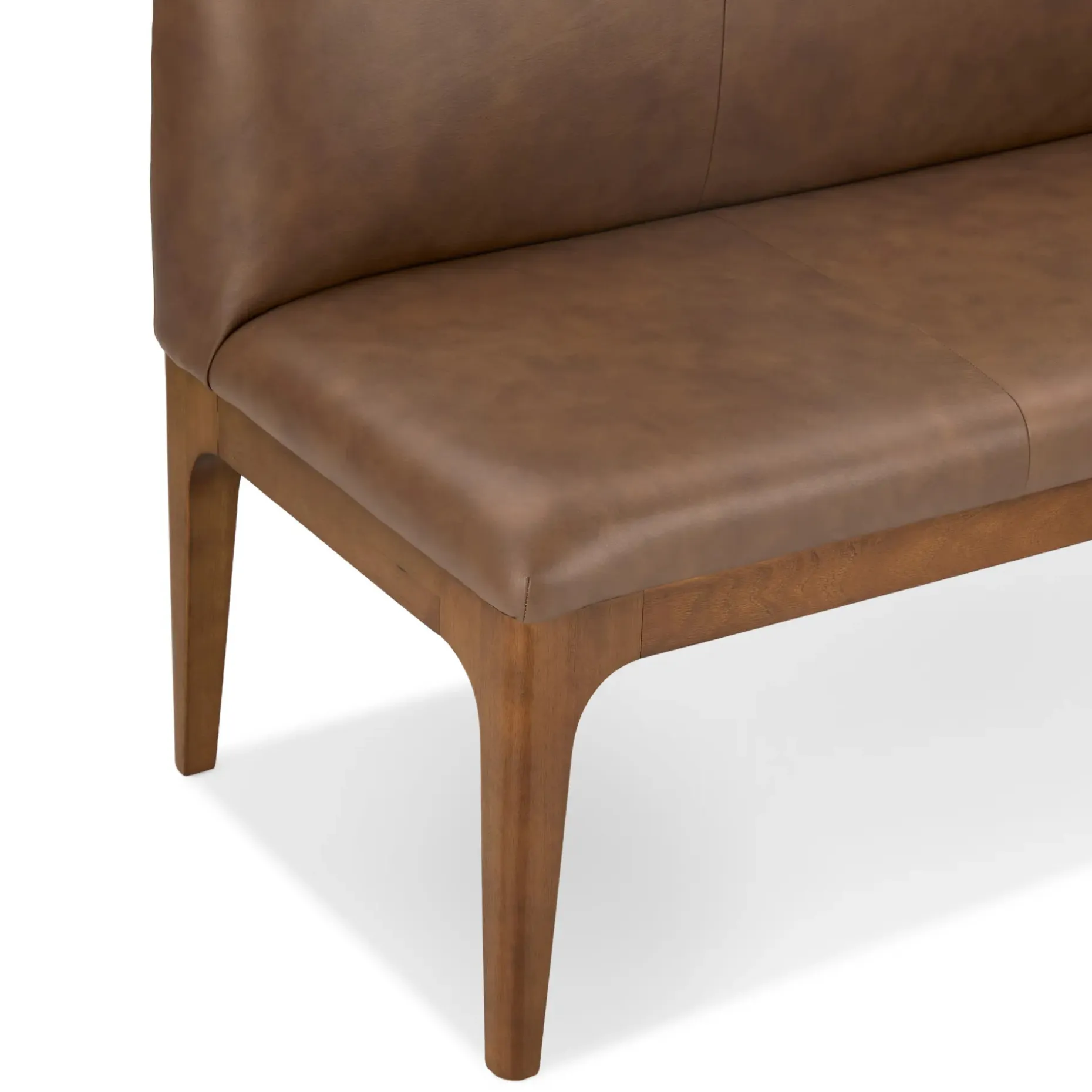 Rosin 34" Leather Armless Banquette - Smoked Oak and Lucia Brown