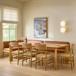 Rosin 34" Leather Armless Banquette - Natural Oak and Lucia Tan