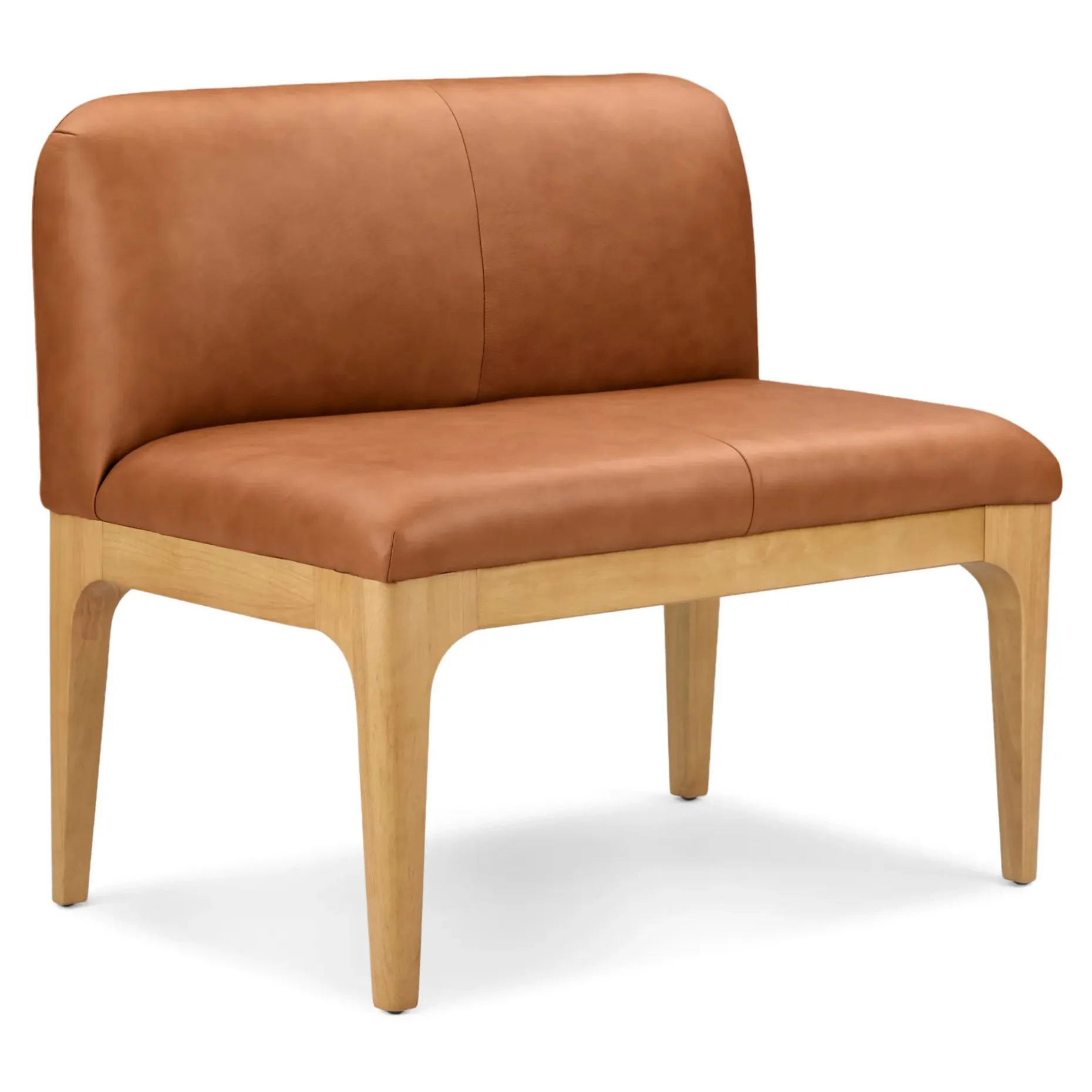 Rosin 34" Leather Armless Banquette - Natural Oak and Lucia Tan