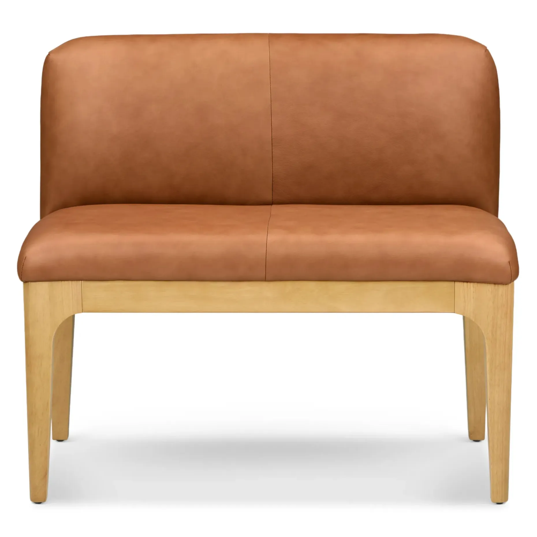 Rosin 34" Leather Armless Banquette - Natural Oak and Lucia Tan