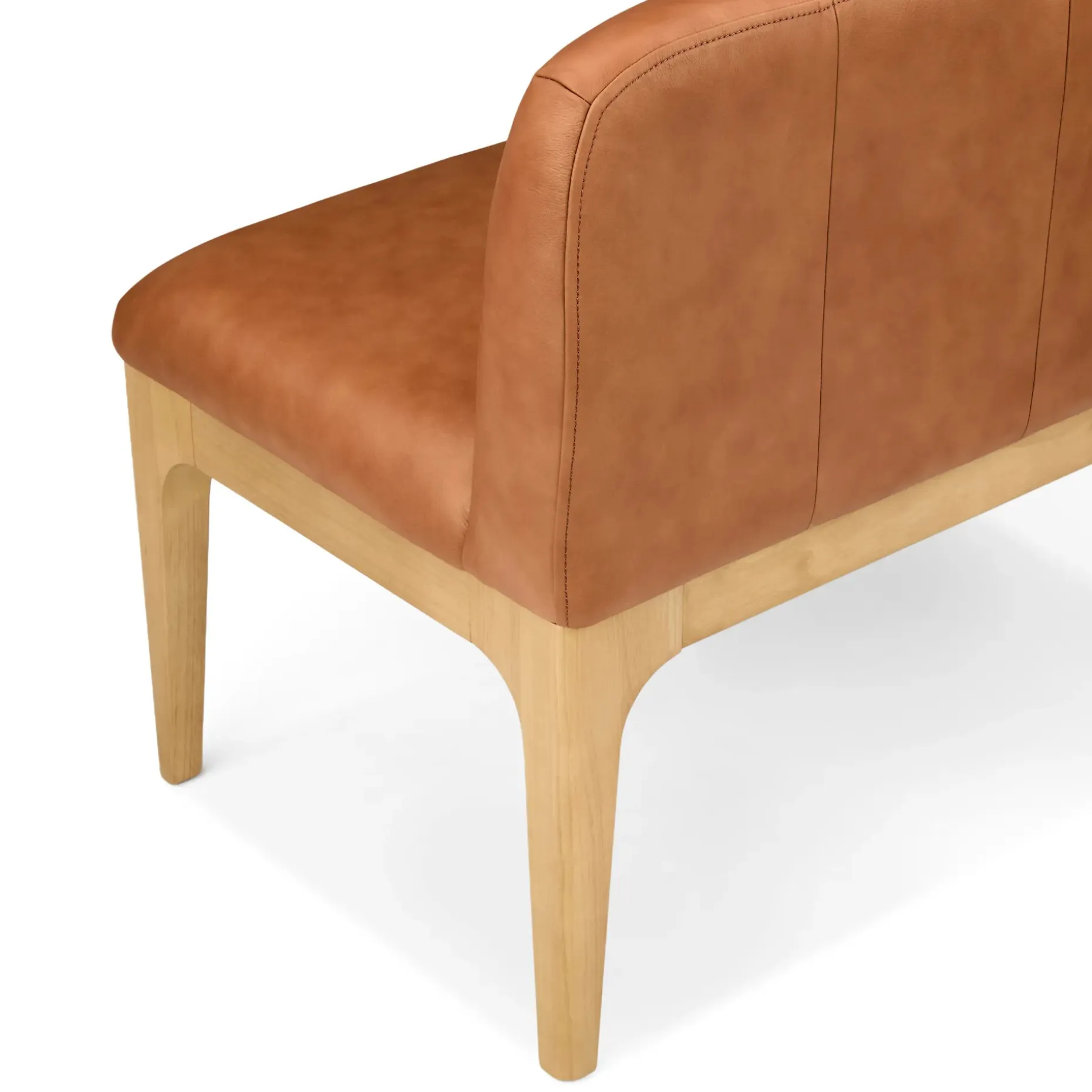 Rosin 34" Leather Armless Banquette - Natural Oak and Lucia Tan