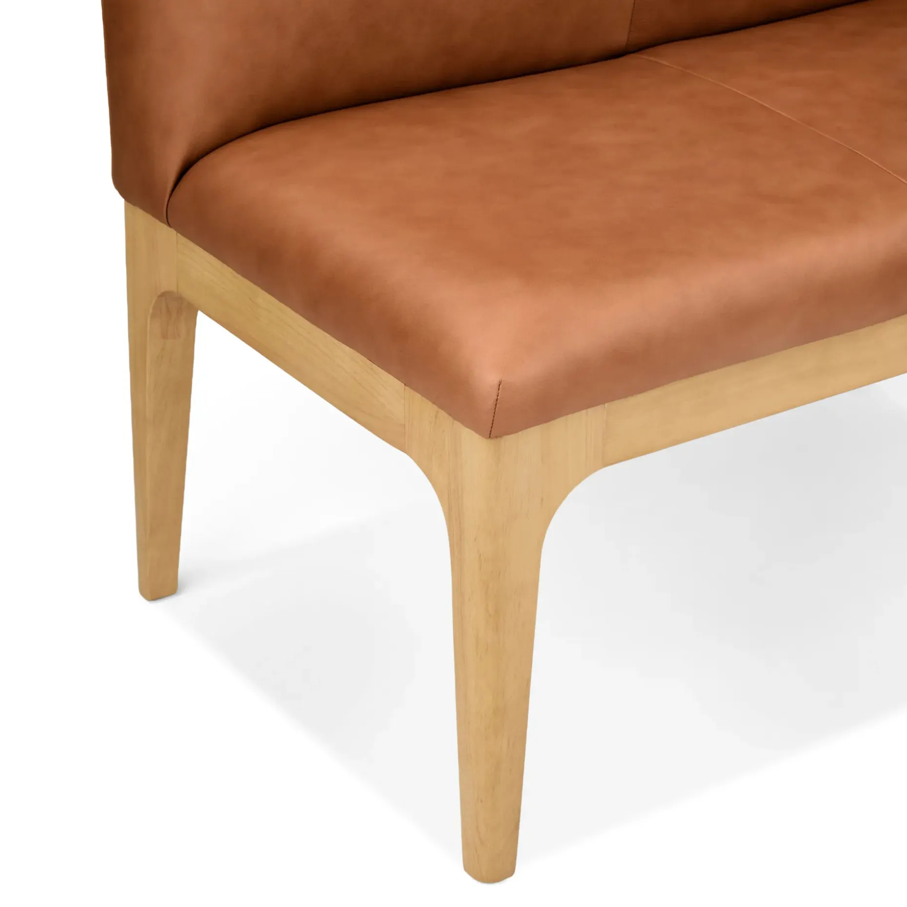 Rosin 34" Leather Armless Banquette - Natural Oak and Lucia Tan