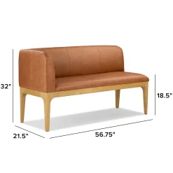 Rosin 56.75" Leather Left Corner Banquette - Natural Oak and Lucia Tan