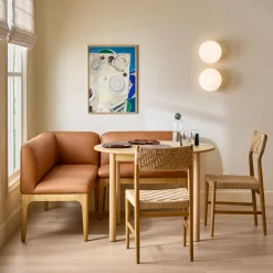 Rosin 56.75" Leather Right Corner Banquette - Natural Oak and Lucia Tan