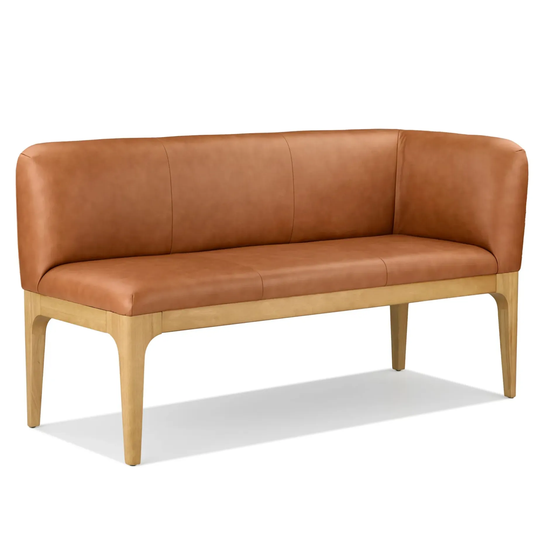 Rosin 56.75" Leather Right Corner Banquette - Natural Oak and Lucia Tan