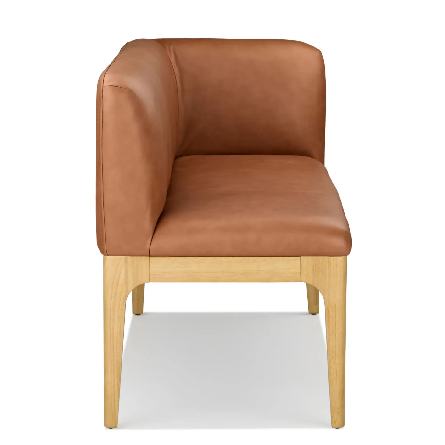 Rosin 56.75" Leather Right Corner Banquette - Natural Oak and Lucia Tan