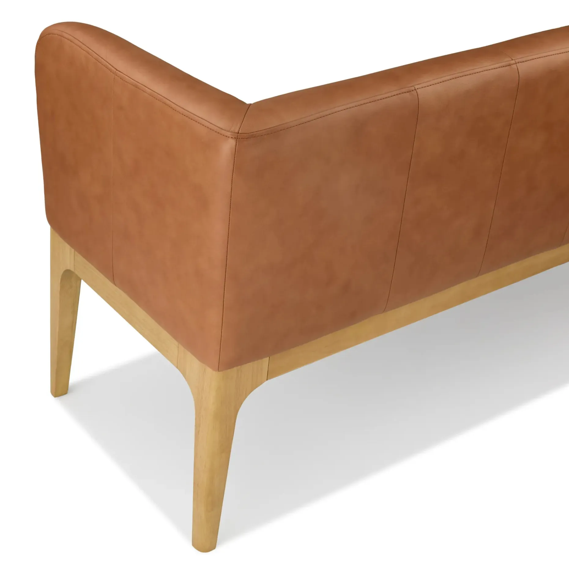 Rosin 56.75" Leather Right Corner Banquette - Natural Oak and Lucia Tan
