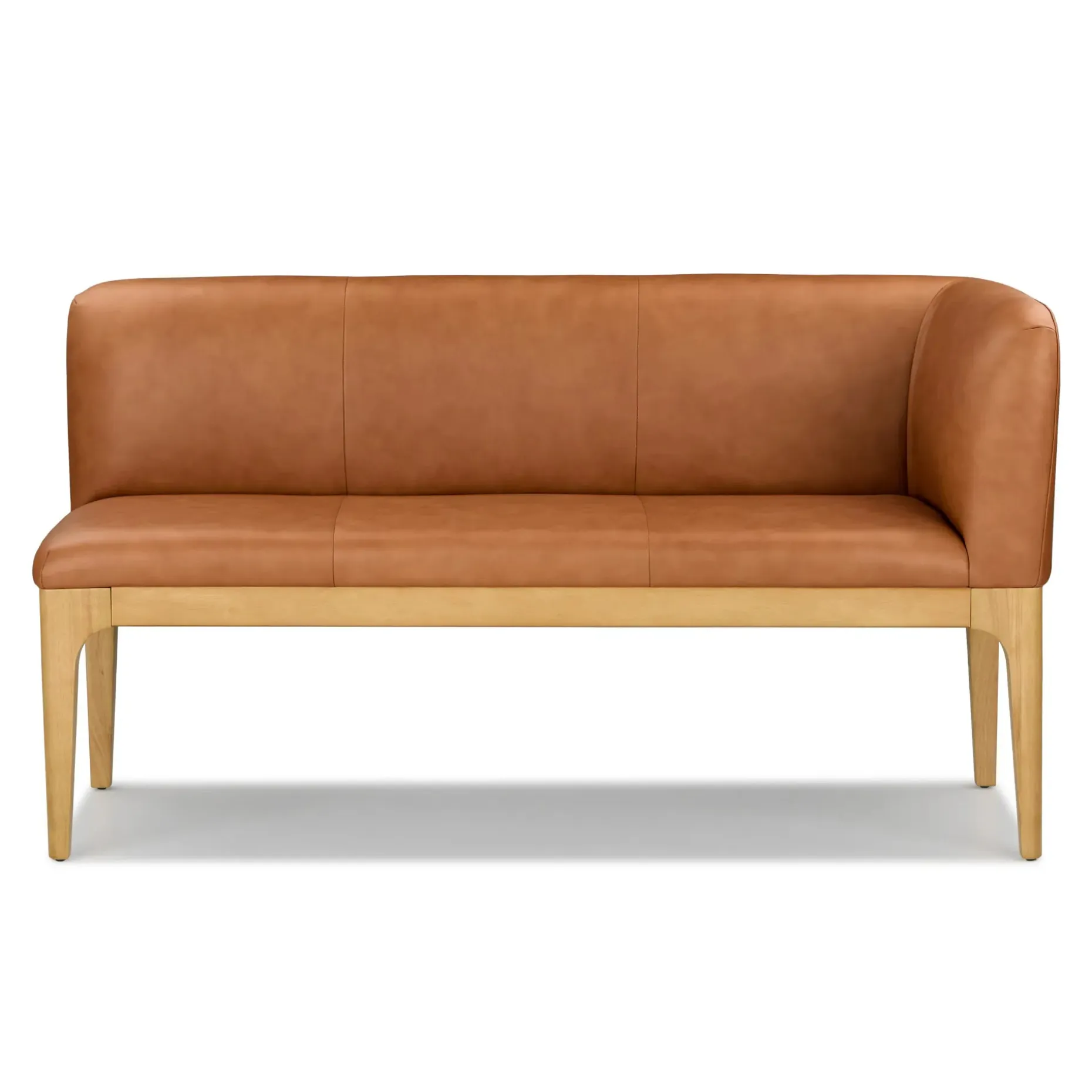 Rosin 56.75" Leather Right Corner Banquette - Natural Oak and Lucia Tan