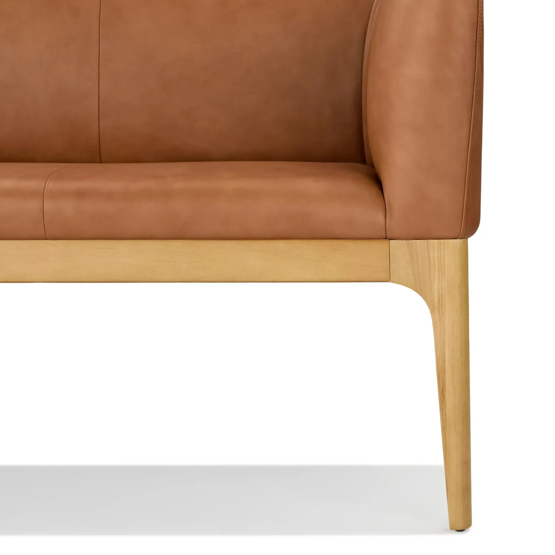 Rosin 56.75" Leather Right Corner Banquette - Natural Oak and Lucia Tan