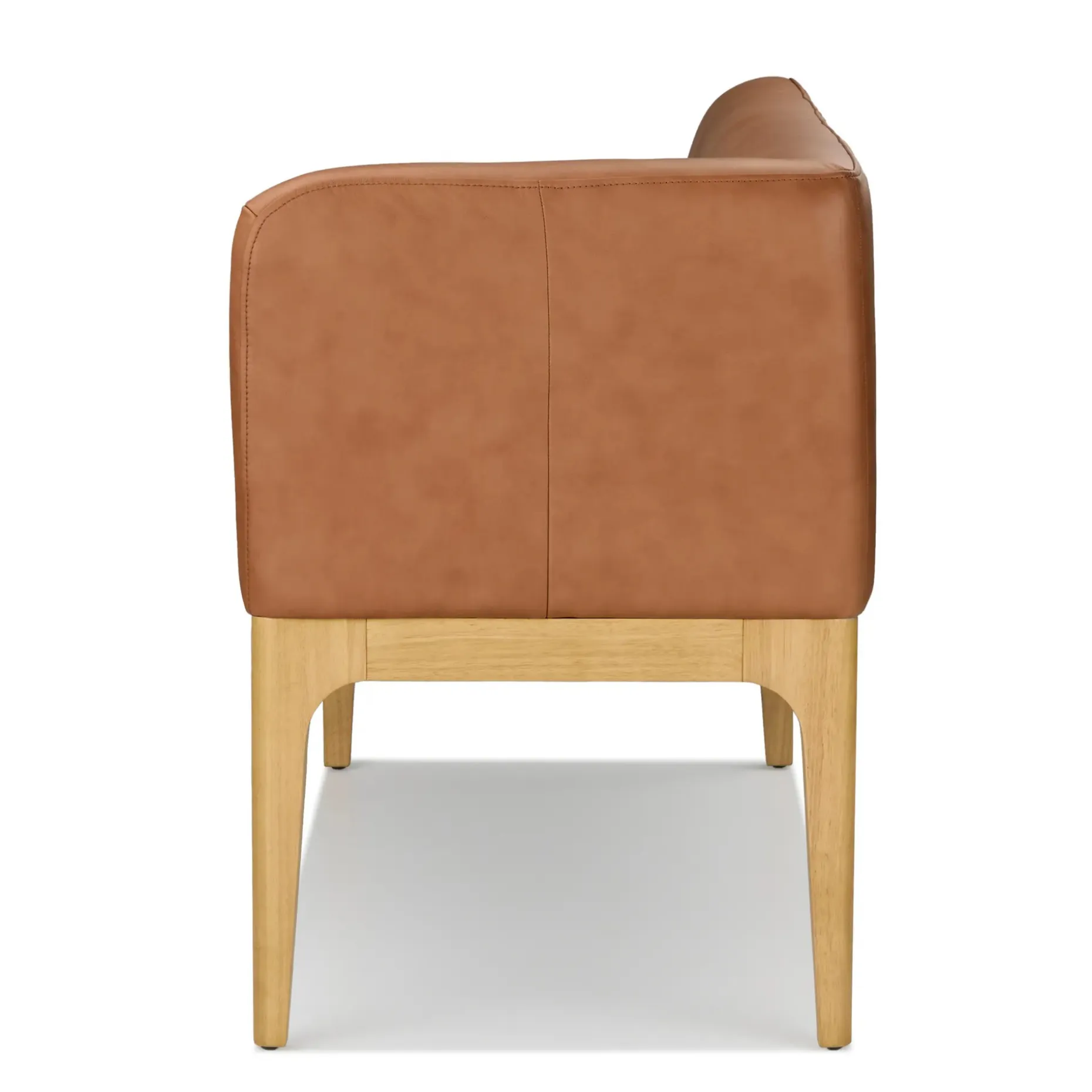 Rosin 56.75" Leather Right Corner Banquette - Natural Oak and Lucia Tan