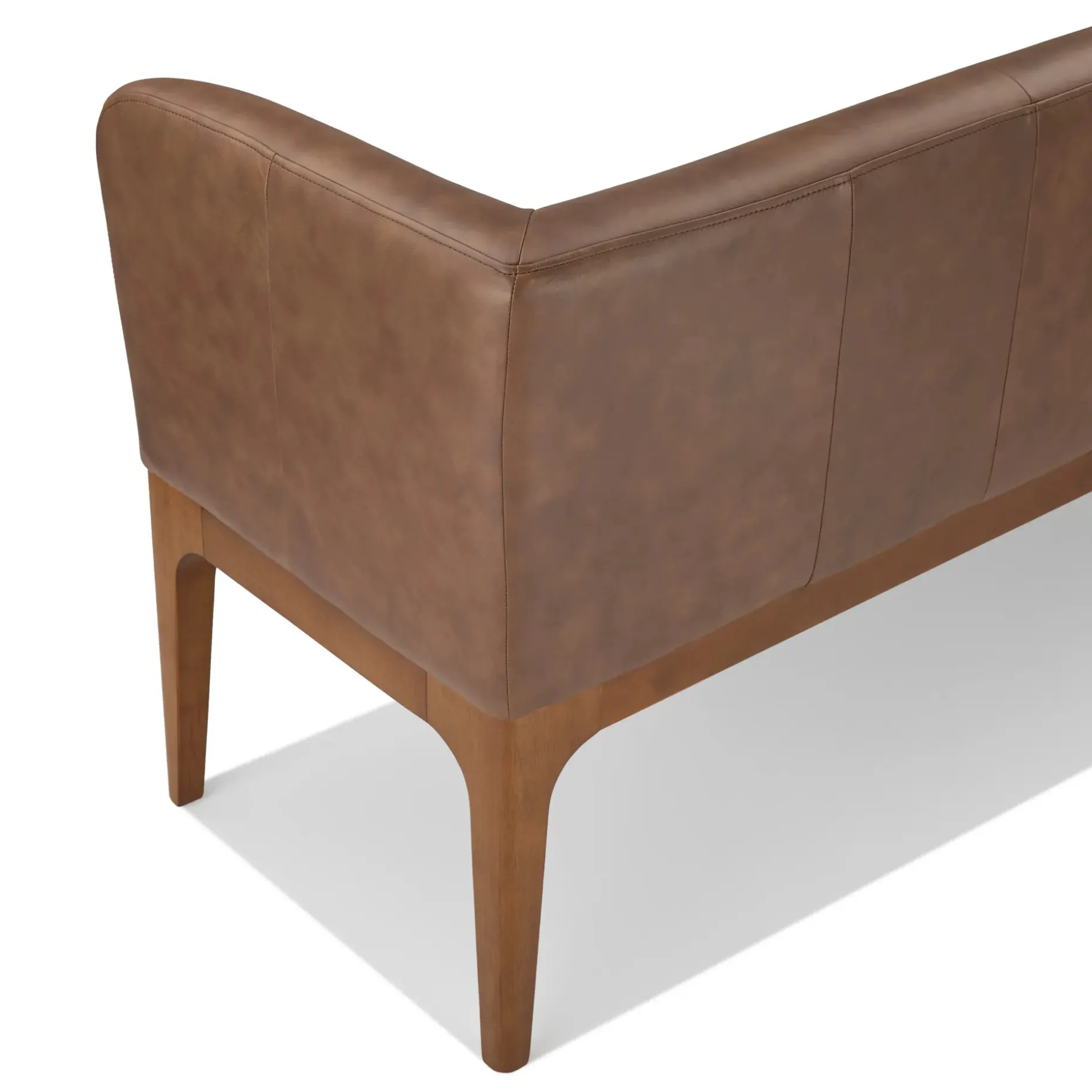 Rosin 56.75" Leather Right Corner Banquette - Smoked Oak and Lucia Brown