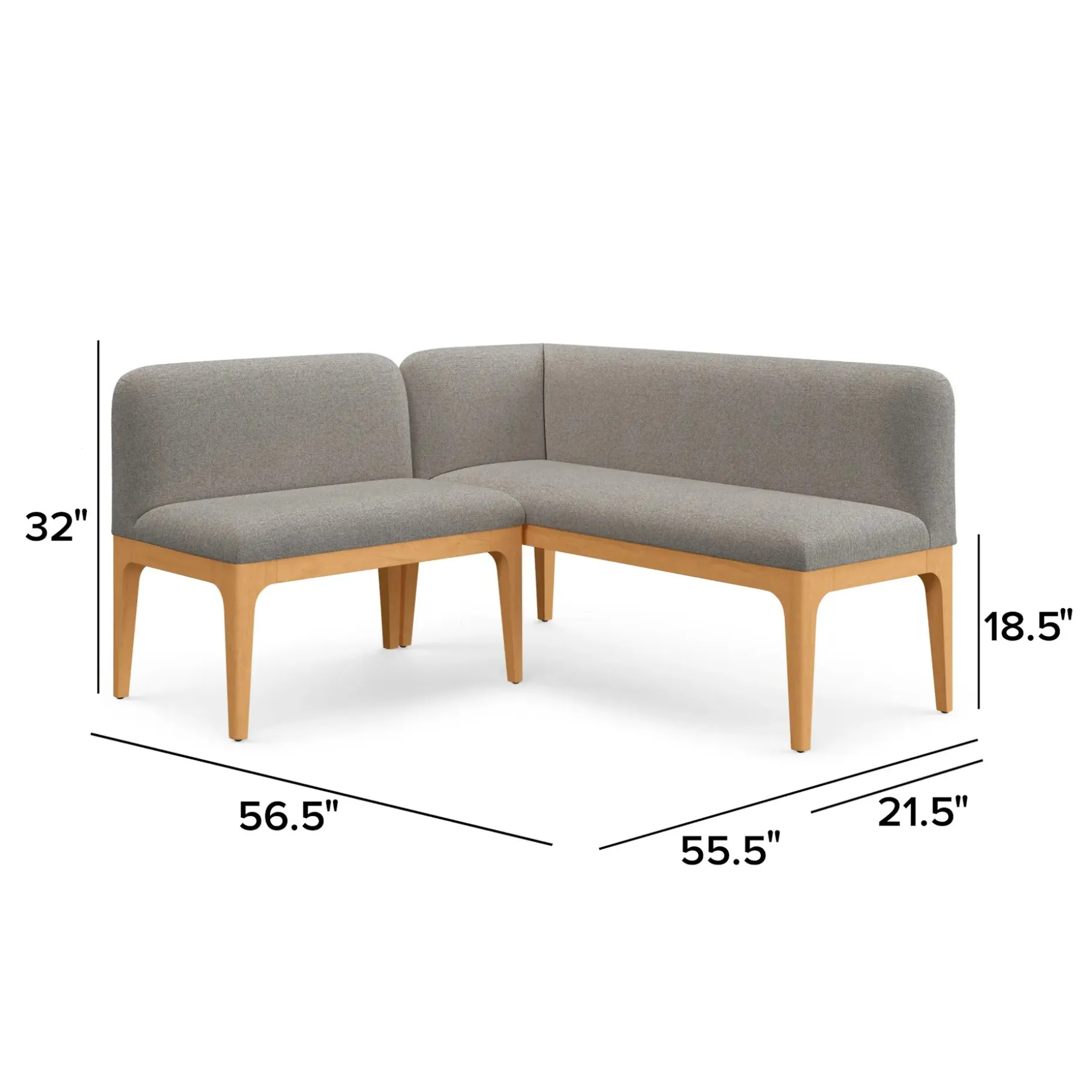 Rosin 55.75" Left Arm Banquette Set - Natural Oak and Hestia Gray
